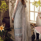 AFZ Embroidered Grey Luxury Organza Dress