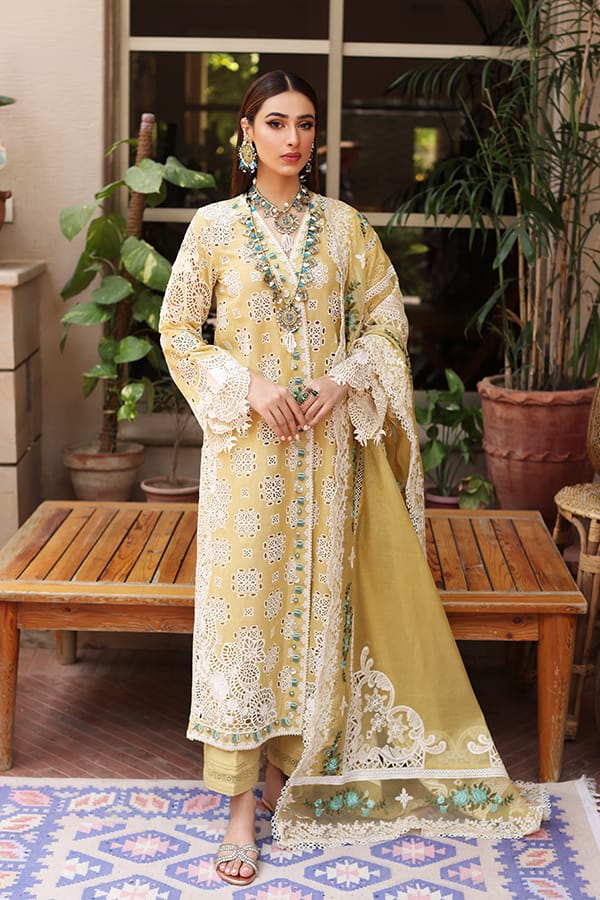 Kahf Yellow Luxury Lawn Dress