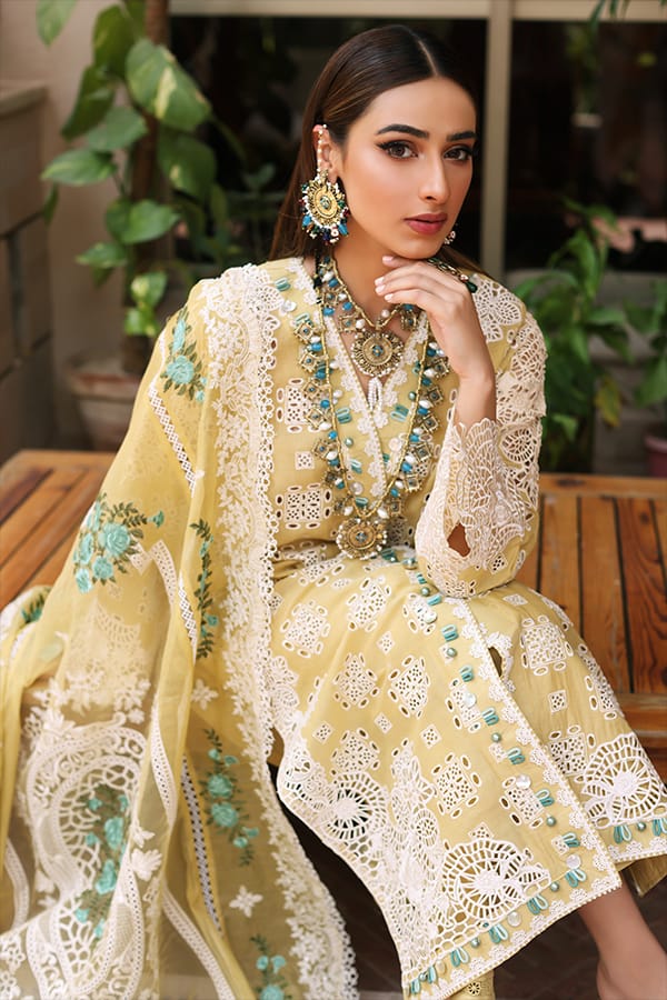 Kahf Yellow Luxury Lawn Dress