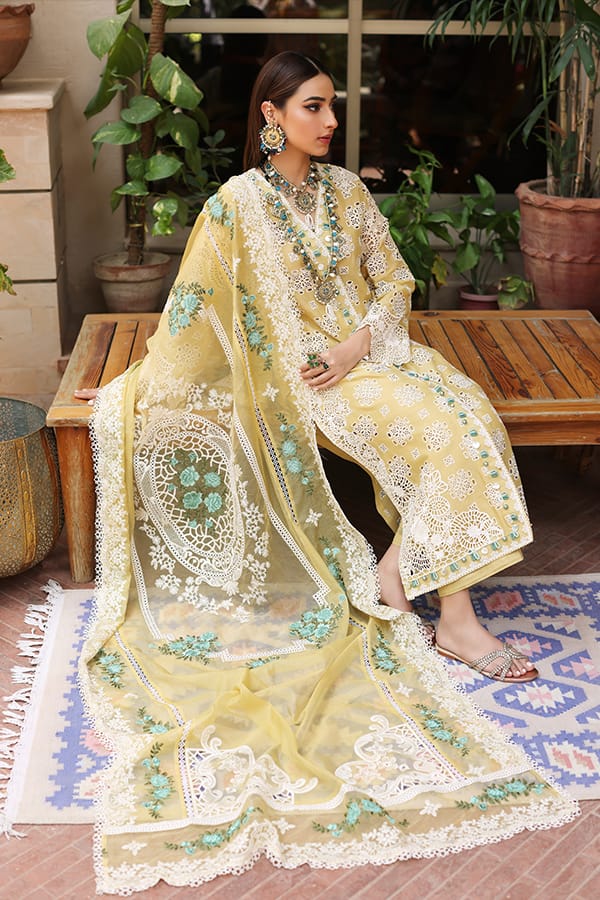 Kahf Yellow Luxury Lawn Dress