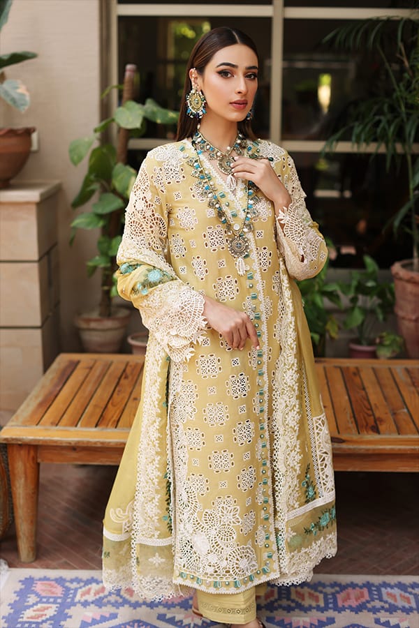 Kahf Yellow Luxury Lawn Dress