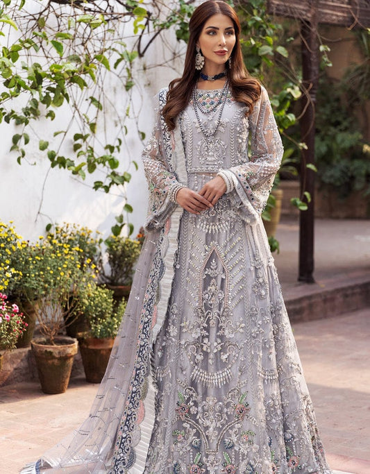 Emaan Adeel Silver Luxury Net Maxi