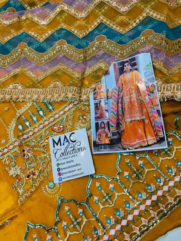 Zarlish Bridal Mustard Luxury Organza gharara