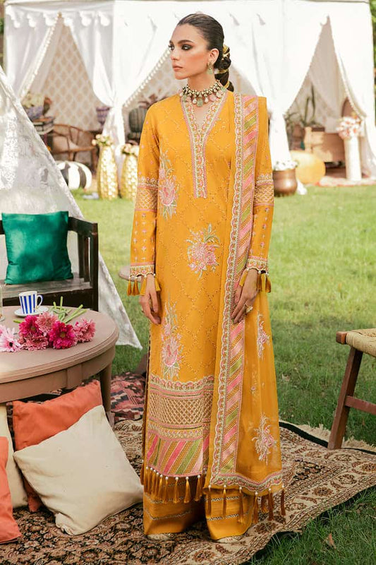 Afrozeh Mustard Luxury Lawn Dress