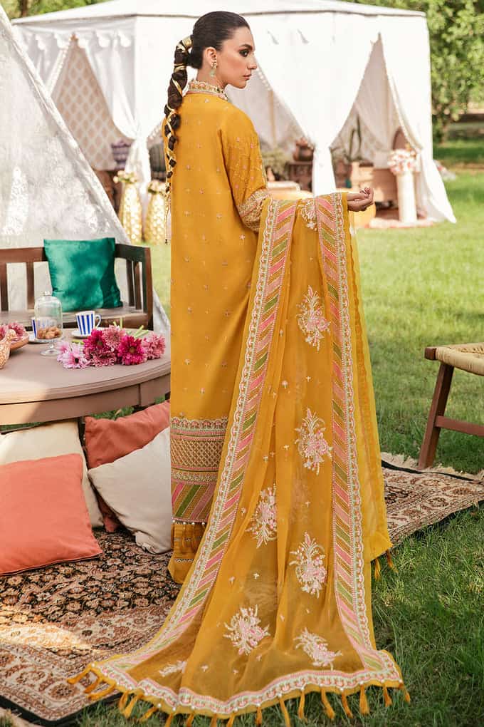 Afrozeh Mustard Luxury Lawn Dress